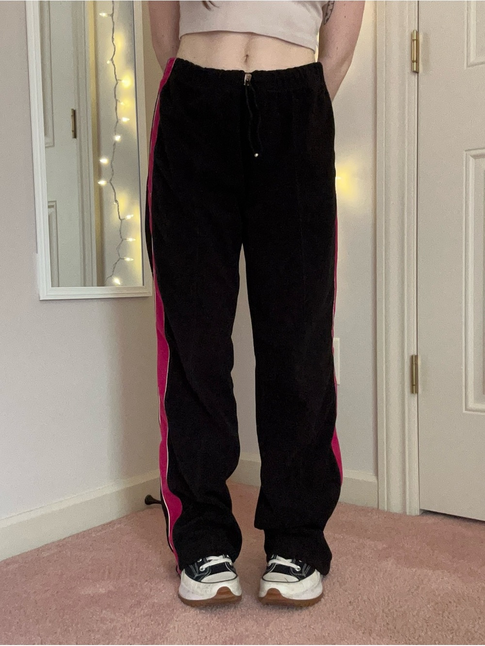 Y2K Pink and Black Fleece Pants